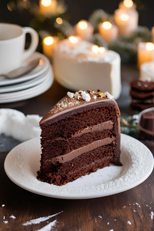 Decadent chocolate fudge cake with layers and smooth frosting, perfect for celebrations and special occasions.