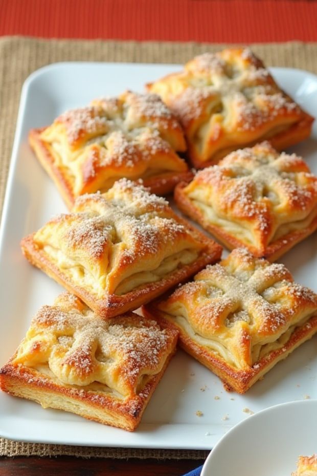 Guava and cream cheese pastries with golden flaky crusts, filled with sweet guava jam and creamy cheese, perfect for any occasion.