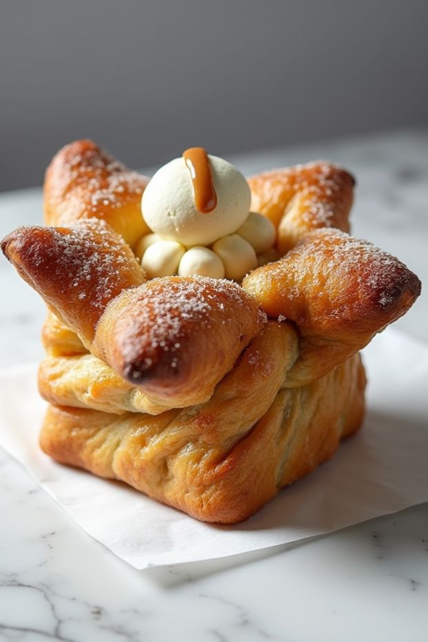 Almond cream kouign-amann featuring flaky pastry and almond filling for a rich taste experience.