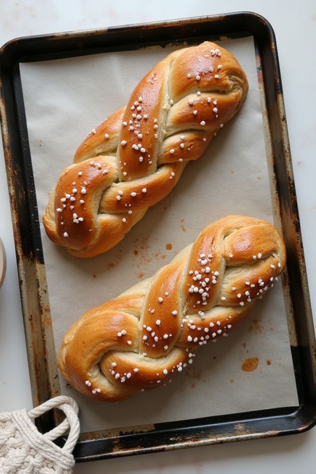 Homemade cardamom walnut braids baked to a golden perfection, garnished with coarse sugar on top.