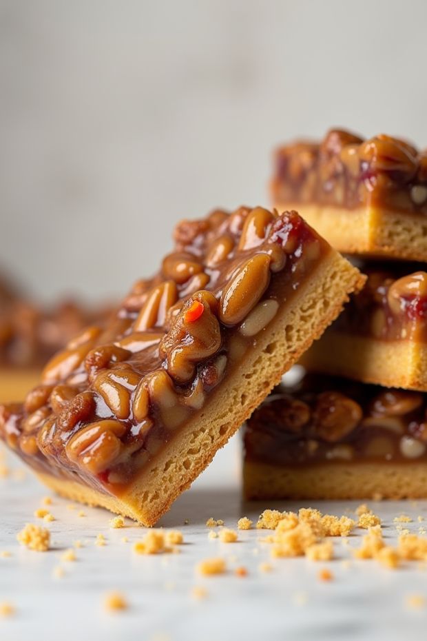 Ginger Pecan Puff Squares with a rich topping and a buttery base, perfect for festive occasions.