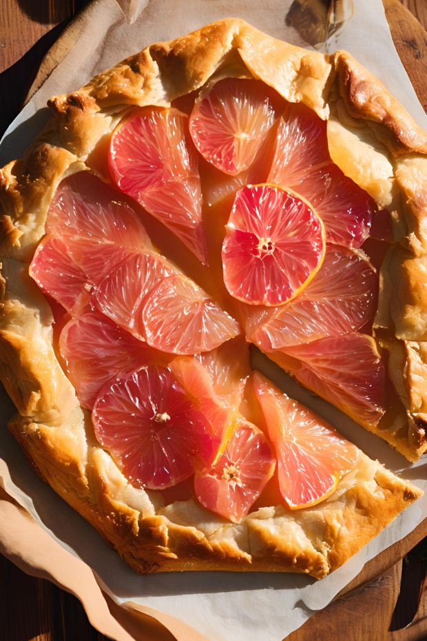 Grapefruit Honey Galette with golden crust and vibrant grapefruit slices for a stunning dessert.