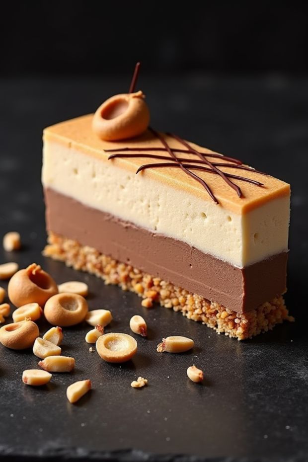 Mocha hazelnut pastry bars layered with chocolate and hazelnuts, garnished elegantly.