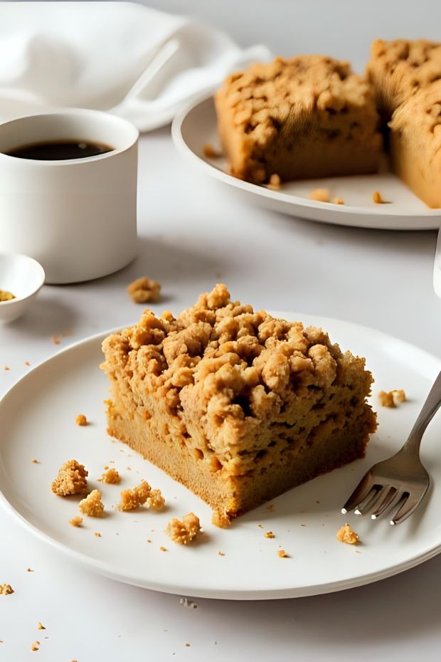 Moist Brown Butter Chai Crumb Cake with a crunchy topping, perfect for tea time or dessert.