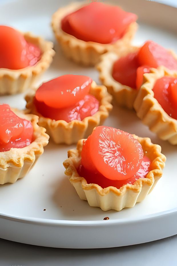 Grapefruit Campari Tartlets with zesty curd filling in buttery mini shells, garnished with fresh grapefruit slices.
