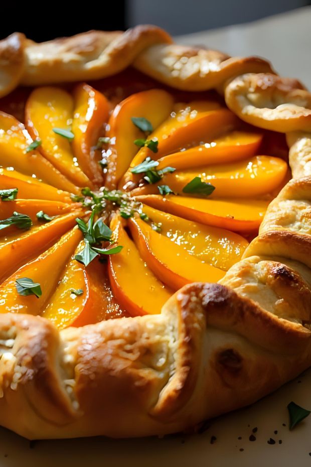 Honeyed Quince Galette with buttery pastry and poached quince slices, perfect for gatherings.