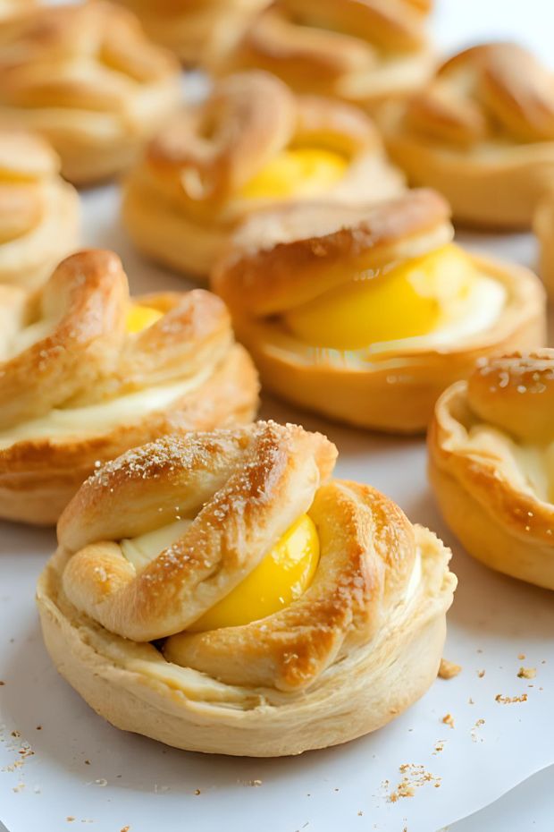Mango Lassi Cream Puffs filled with yogurt cream and topped with cardamom dusting, perfect for any celebration.