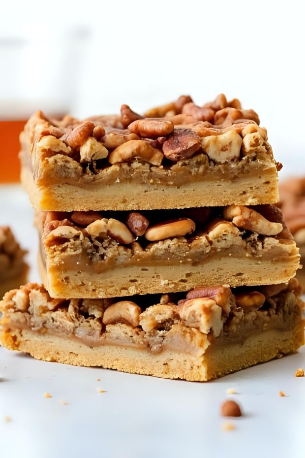 Delicious Maple Bourbon Pecan Bars topped with toasted pecans, perfect for any celebration.