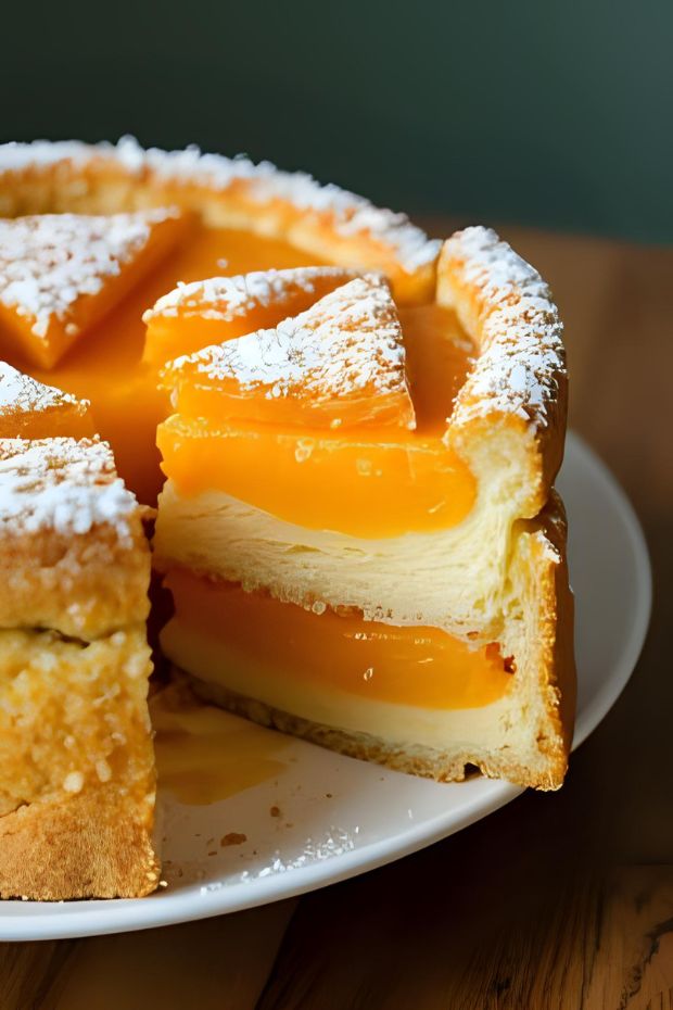 Delicious Orange Blossom Gâteau Basque filled with almond-orange pastry cream, perfect for celebrations and gatherings.