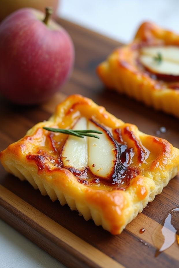 Savory pear and sage upside-down tartlets made with caramelized pears and flaky pastry.