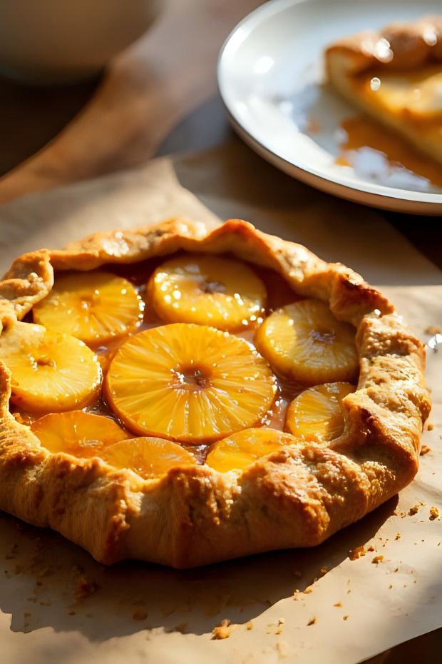 Pineapple Tamarind Galette with caramelized pineapple on a rustic pastry crust.