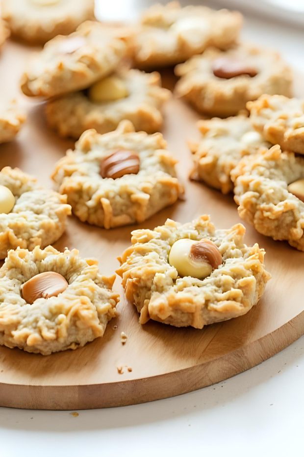 Toasted Coconut Macadamia Snaps are thin crisp cookies with coconut and roasted macadamia nuts, a perfect treat for any occasion.