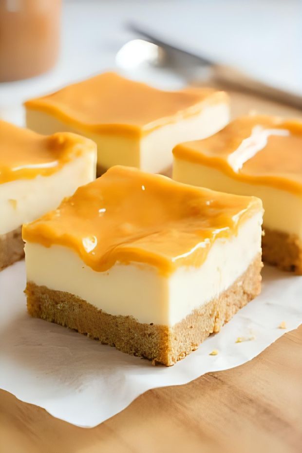 Caramelized White Chocolate Custard Squares with a rich custard and buttery biscuit base, perfect for any occasion.