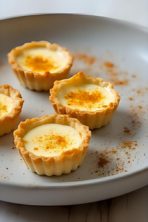 Mini tartlets filled with Indian spice-infused custard, beautifully baked to golden perfection.
