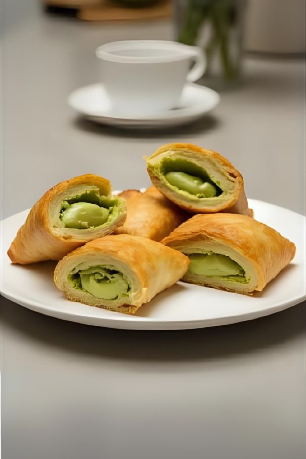 Vegan Matcha Custard Turnovers, a delightful pastry featuring green tea custard in flaky vegan dough.