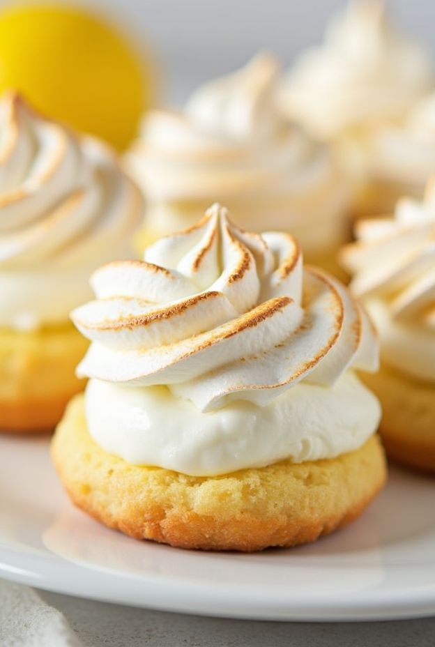 Lemon meringue cream puffs featuring choux pastry filled with lemon curd and topped with toasted meringue.