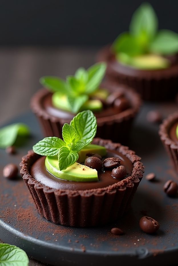 Vegan chocolate avocado tarts