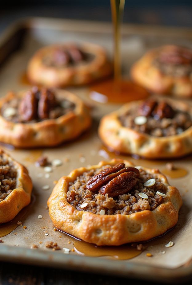 Maple Walnut Oat Galettes featuring rustic oat crust topped with maple-roasted walnuts.