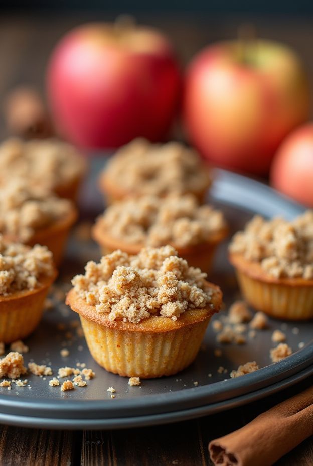 Vegan Apple Crumble Pastry Cups filled with spiced apple and oat crumble, perfect for dessert and snacks.