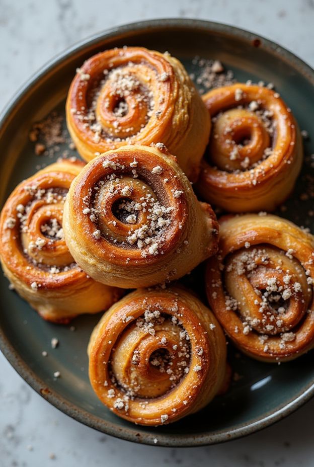 Decadent Hazelnut Latte Custard Rolls filling of creamy hazelnut espresso custard encased in soft pastry swirls.