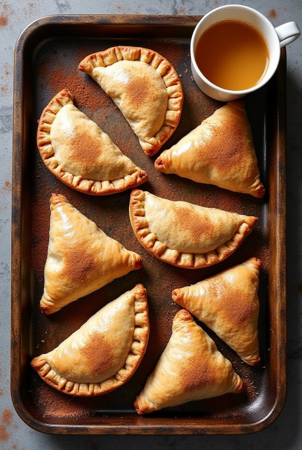 Vegan Chai Spice Turnovers with spiced coconut custard in flaky pastry, perfect for snacks or desserts.